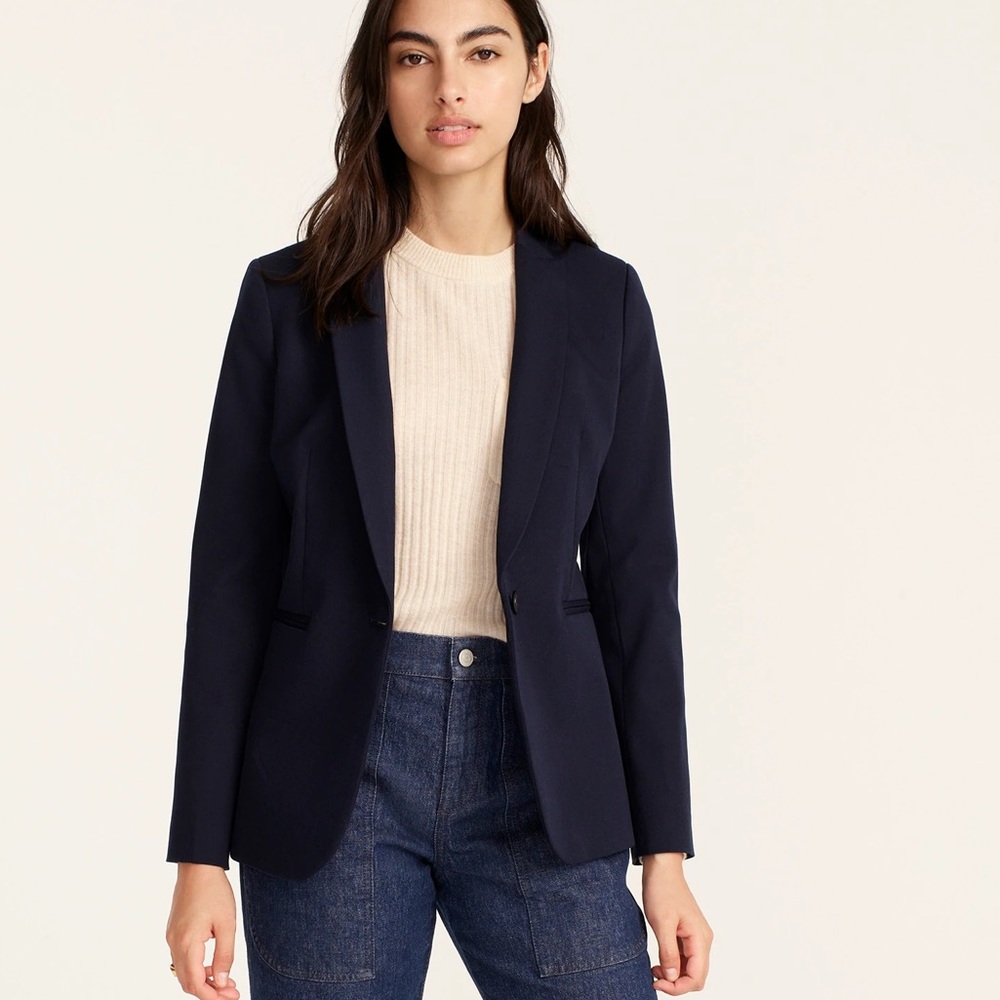 Jcrew Navy Stretch Cotton Blazer